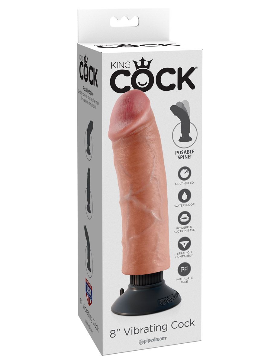 Вибромассажер на присоске 8  Vibrating Cock - 21,6 см.