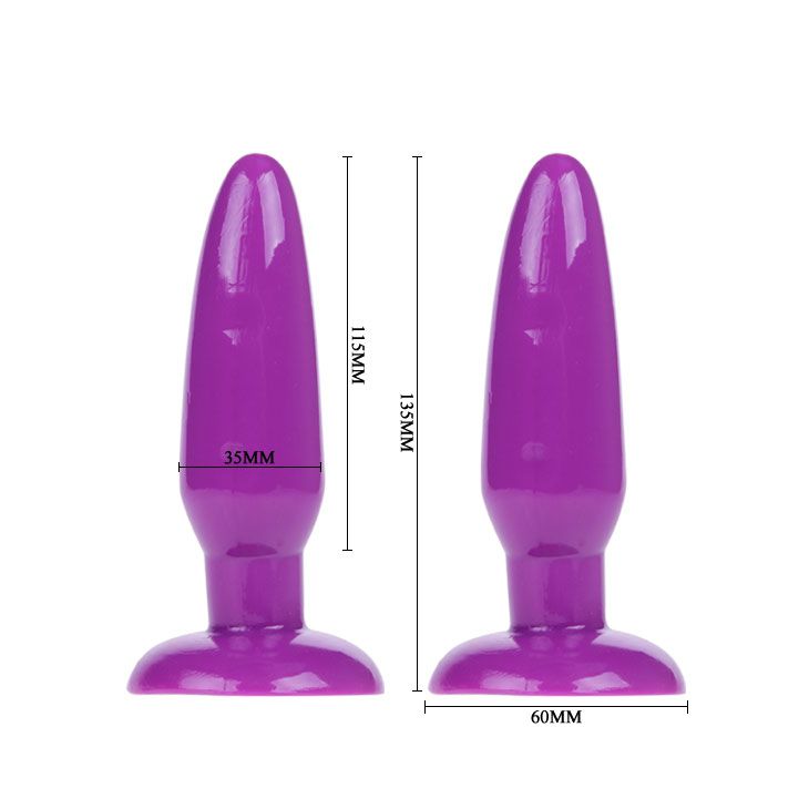 Фиолетовая анальная пробка с присоской - 13,5 см.