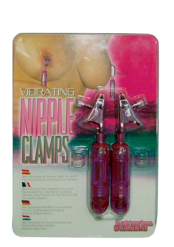 Фиолетовые виброклипсы для груди VIBRATING NIPPLE CLAMPS