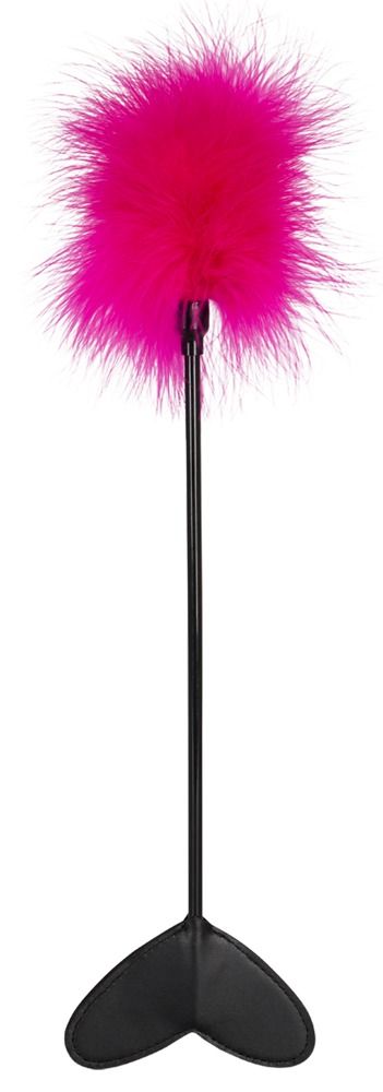 Розовая метелка-пуховка с наконечником-сердцем - 25 см.