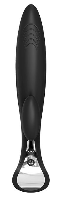 Черный вибромассажер с клиторальным отростком THRILLING STARSHIP - 21,8 см.