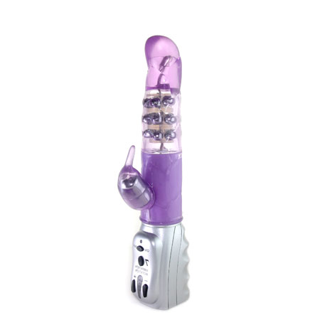 Фиолетовый ротатор Angell с клиторальным стимулятором - 24,4 см.