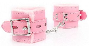 Розовые мягкие наручники на регулируемых ремешках